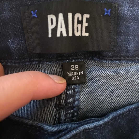 Paige Dark Denim Jeans with Ruffled Bottoms - Picture 3 of 16